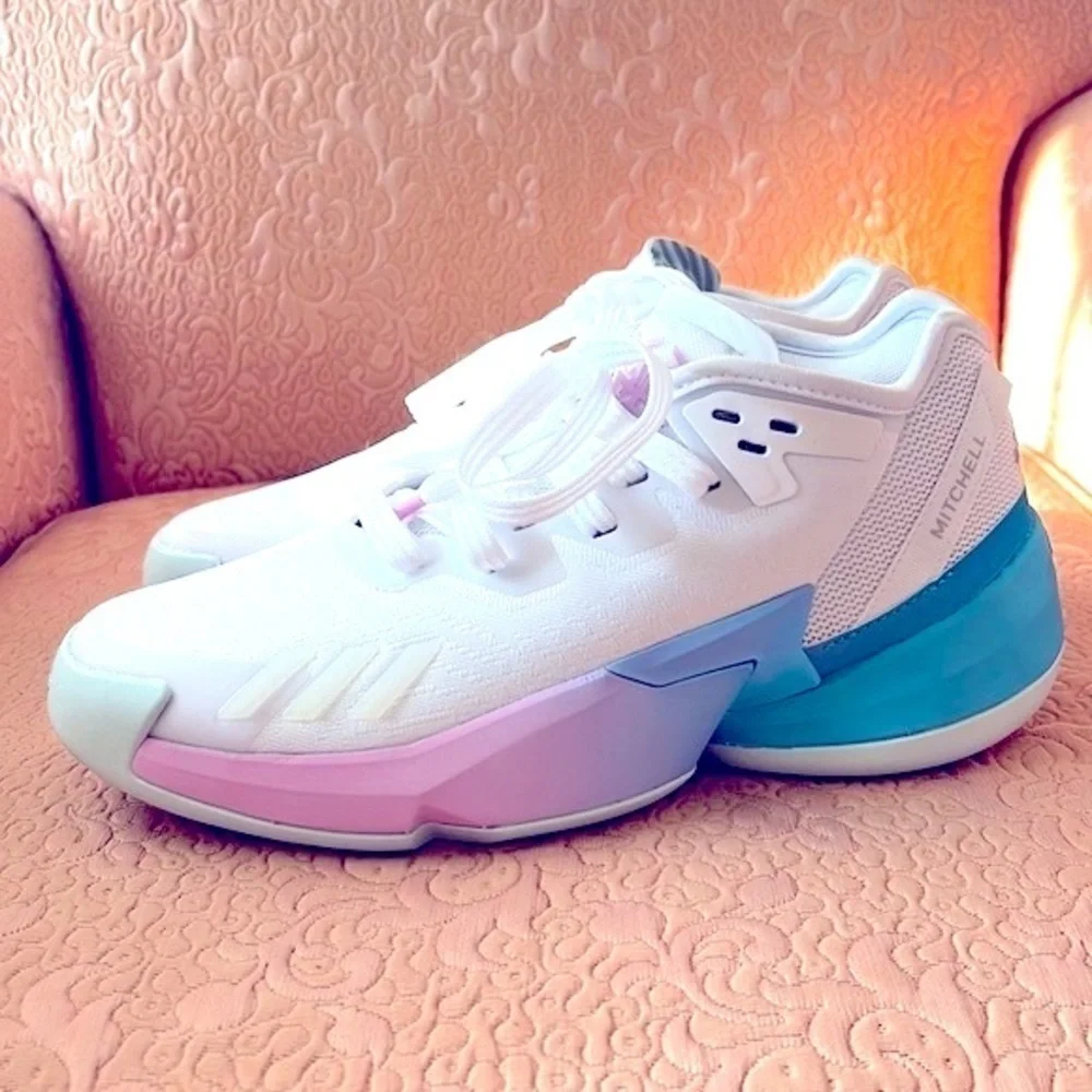 Brand New Adidas D.O.N. Issue 4 J Basketball Shoes Youth White Lace Up Sneakers